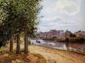 風景 Painting - オワーズ川のポントワーズ岸辺 1872年 カミーユ・ピサロの風景